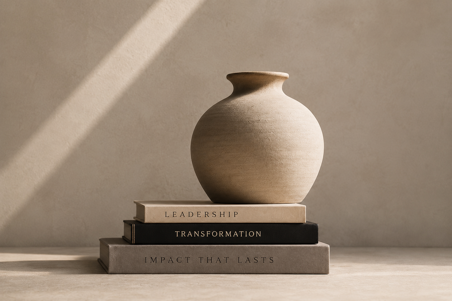 People at the Heart of Change — styled still life with leadership and transformation volumes