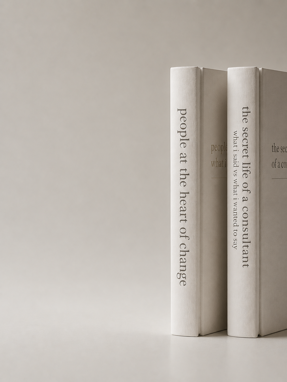 Linen-bound editions of People at the Heart of Change and The Secret Life of a Consultant