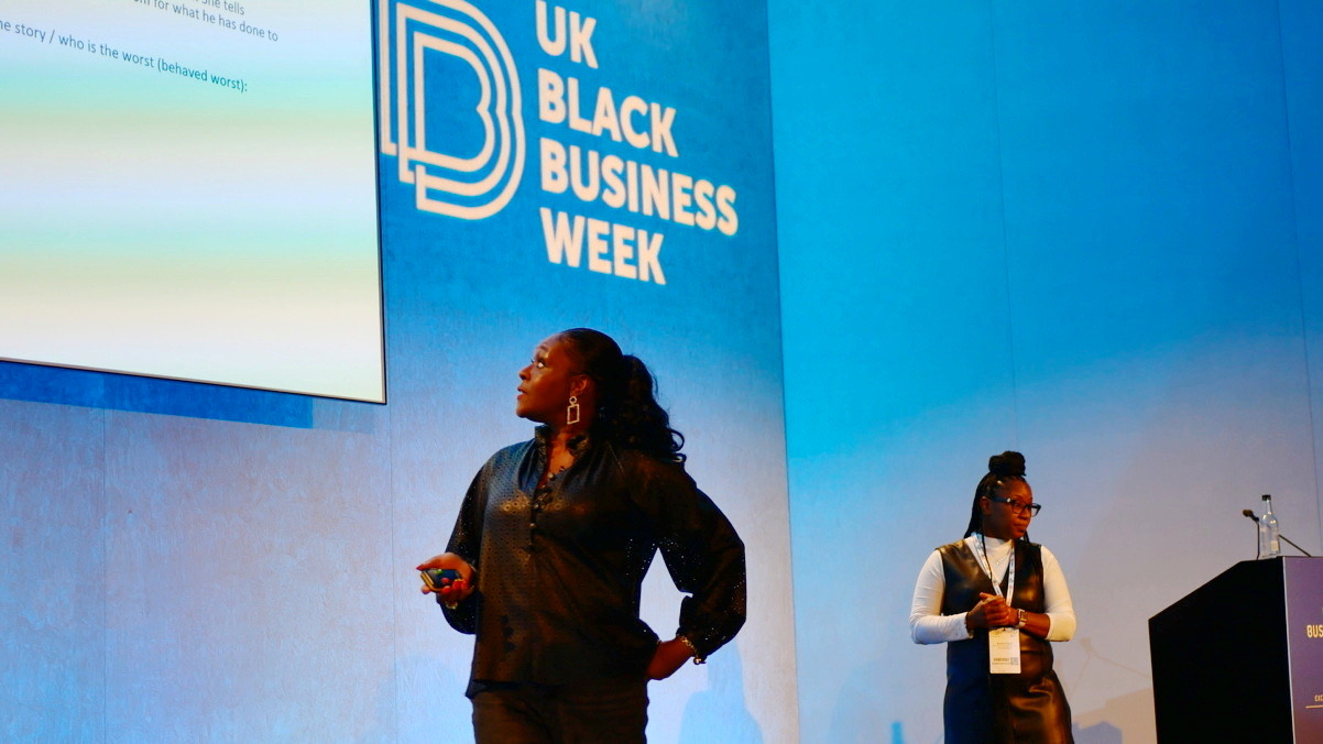Karen Thorpe-Reid speaking on stage at UK Black Business Week